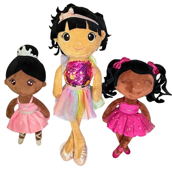 Ballerina‎ Doll Set of 3 – Gloveleya & Lazada Plush Dolls – Girls Gift Lot - Picture 1 of 7